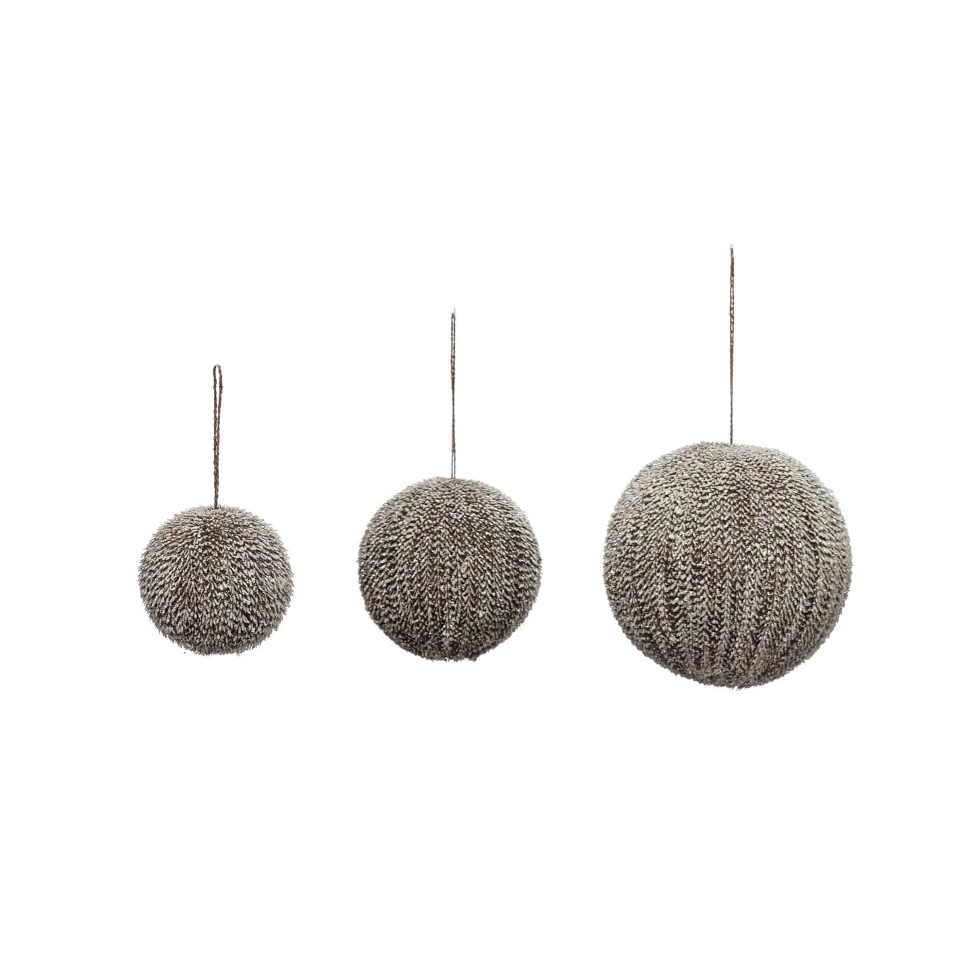 Hello Honey® 4" Brown Snow Finish Textured Plastic Ball Ornament